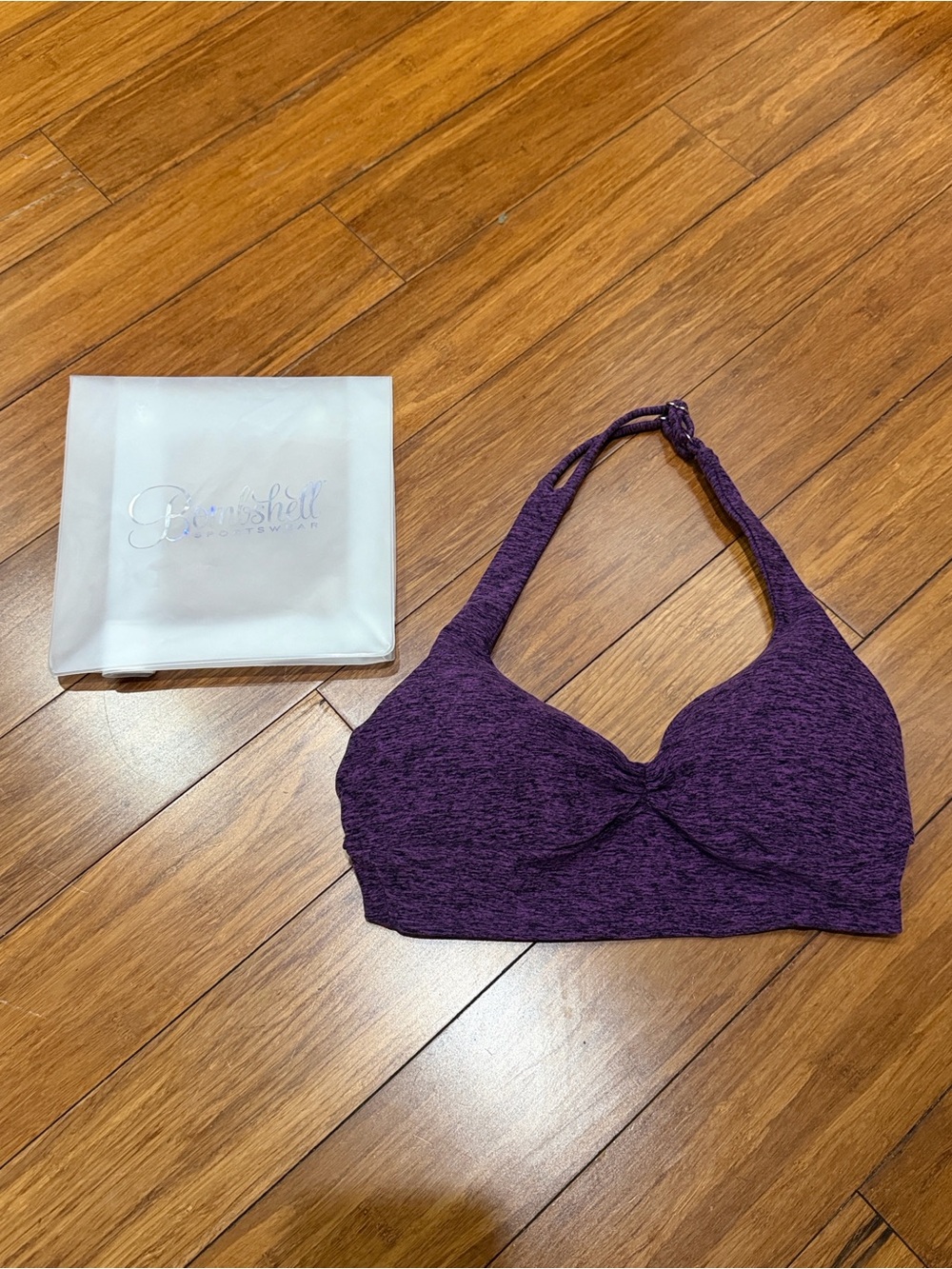 Bombshell Sportswear Backless Sports Bra heathered purple M